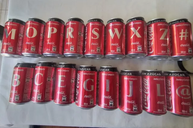 Lot Of 17 Chile Alphabet Coca Cola Cans/ Sin Azucar