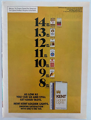 Kent Golden Lights Lorillard Vintage 1976 Print Ad