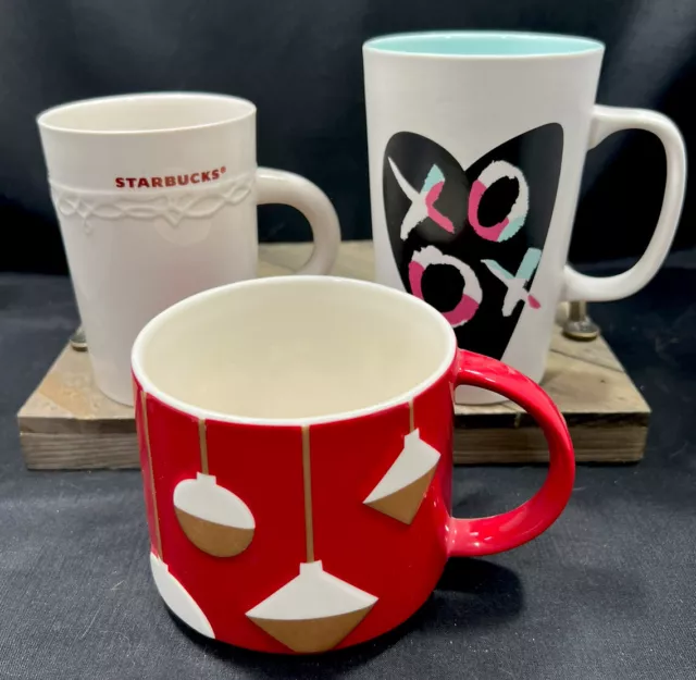 Lot of 3 Collectable Starbucks Cups Mugs Christmas Valentine’s XOXO Winter Fall