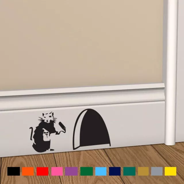 BANKSY RAT Hole Wall Art Sticker Vinyl Decal Mouse Home Skirting Board Removable