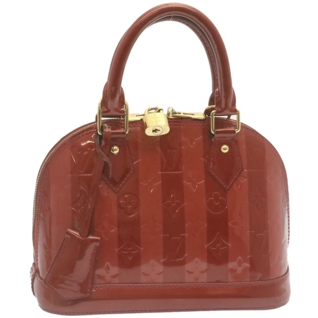 LOUIS VUITTON Vernis Rayures Alma BB Hand Bag Red LV Auth tp198 LOUIS VUITTON Vernis Rayures Alma BB Hand Bag Red LV Auth tp198