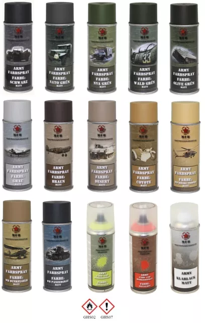 400 ml BW Army Spraydose Lack Armee Tarnfarbe Militärfarbe matt neon Farbspray