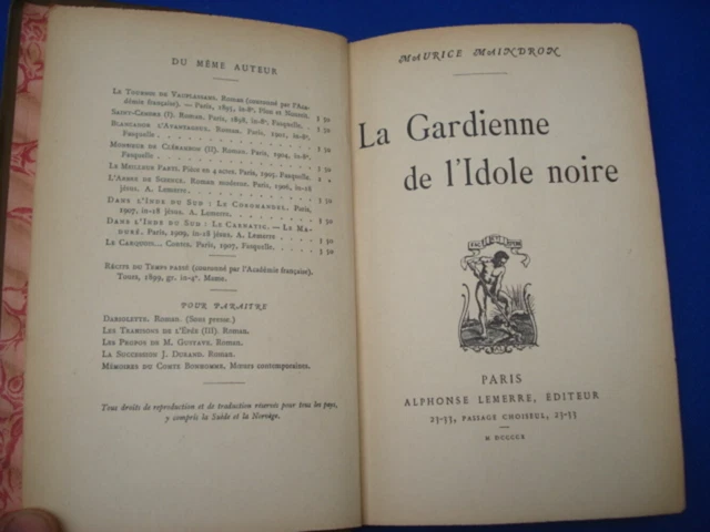 LA GARDIENNE DE l'Idole Noire | MAINDRON (Maurice) | Bon état EUR 24,00