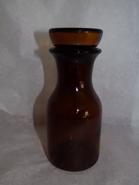 Flacon verre ambre LEVER CONTAINER made in BELGIUM vintage art déco