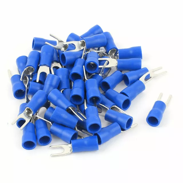 50PCS 16-14AWG #4 Stud Insulated Fork Spade Terminals Electrical Connector #