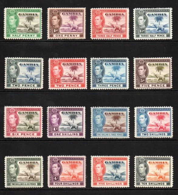 Gambia, full set to 10s orange & black,  SG 150 - 161,  MH, 1938 - 46