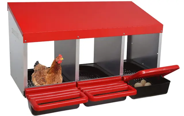 3 Hole Chicken Nesting Boxes Metal Chicken Egg Laying Box with Swing Perch
