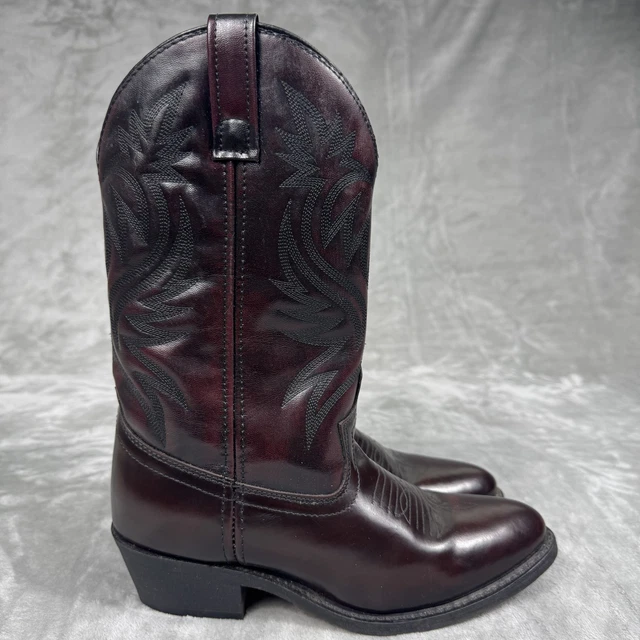 LAREDO BOOTS MENS Size 7D Black Cherry Western Cowboy Leather Stitch ...
