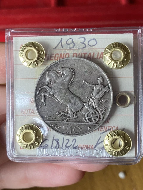 MONETA REGNO D' ITALIA BIGA 10 LIRE 1930 sigillata BB+ SUBALPINA