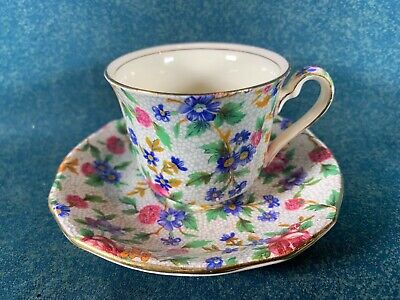 Royal Winton Old Cottage Chintz Floral Demitasse Cup and Saucer Set
