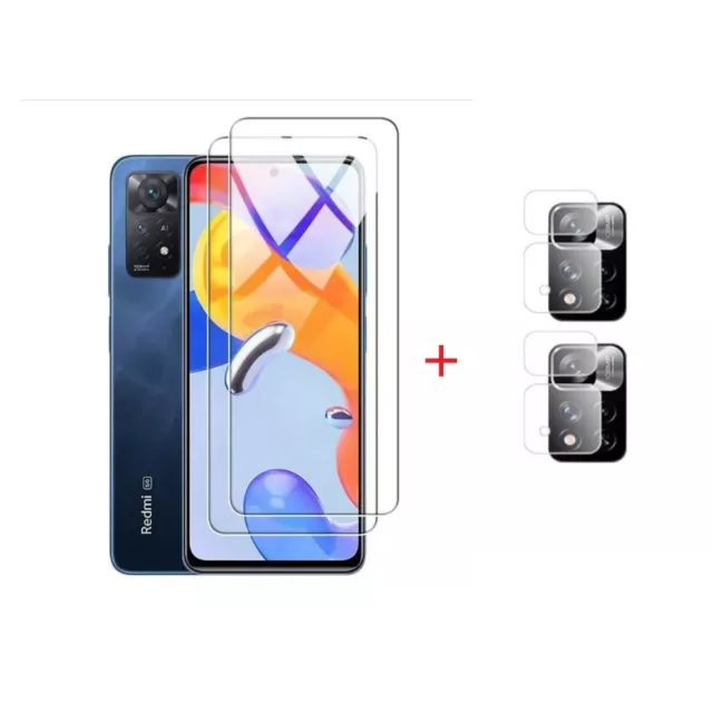 4x Schutzglas ( 2x Display+ 2x Kamera) für Xiaomi Redmi Note 11 Pro 5G