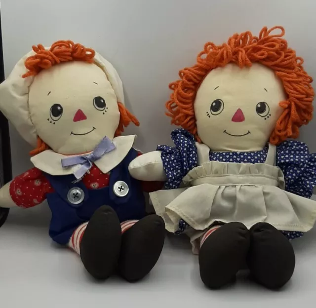 Vintage Raggedy Ann and Andy Handmade and Hand Painted 13" Tall