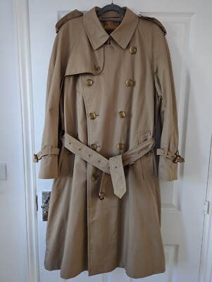 BURBERRY MEN'S Vintage Beige Check MAC Trench CON FODERA LANA UK 50 Medium 