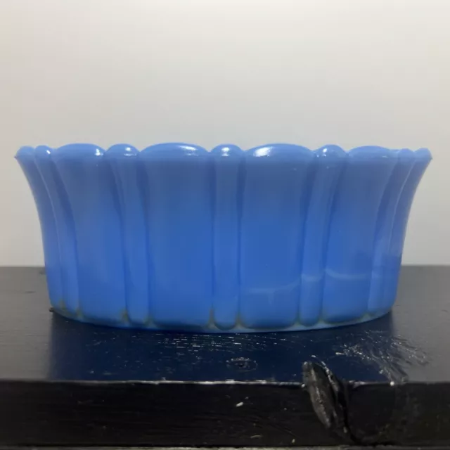 Vintage Akro Agate Light Blue White Slag Glass Candy Dish