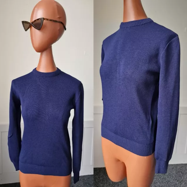 LInea Luso 1970s Jumper -Size 6/16Yrs- Blue Acrylic Vintage Ladies Teen  BE34