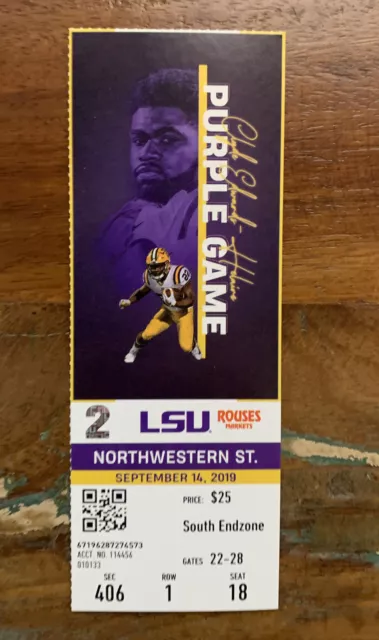 2019 LSU Football Ticket - Northwestern St. - Clyde Edwards-Helaire