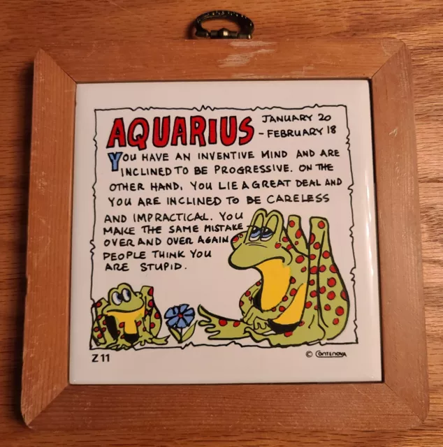 Vintage Contenova Zodiac Frog Tile Picture Aquarius Z11