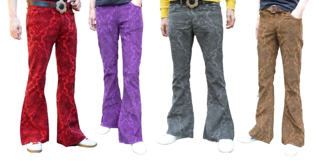 MENS BELL BOTTOMS FLARES Jeans Trousers Corduroy Cords Hippy Paisley 60s  70s NEW £36.99 - PicClick UK