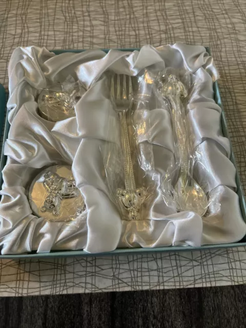 Vintage? Baby Collection Keepsake 4 Pc. Silver Plated Teddy Bear Design Gift Set