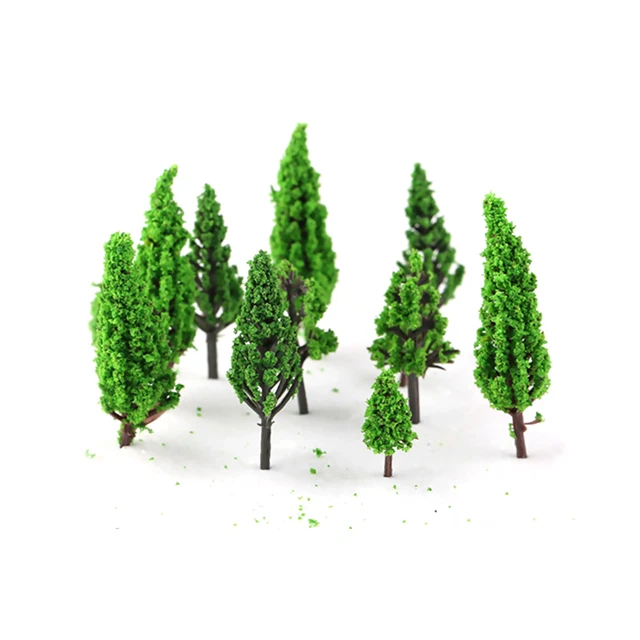 50PACK PLASTIC MINIATURE Trees Model For DIY Green Scenery Landscape ...
