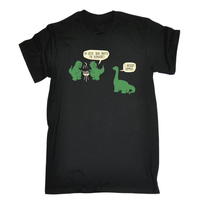 Dinosaur BBQ MENS T-SHIRT tee birthday gift cartoon cute dino herbivore funny