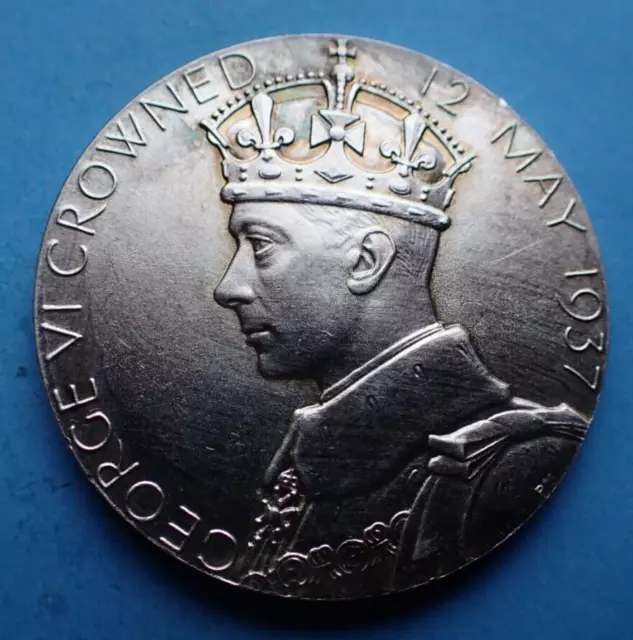 1937 Coronation Medallion, silver,  George VI and Elizabeth, as shown.