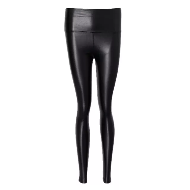 LADIES HIGH WAIST Stretch-Fit Faux Leather Shaper Shiny Wet Look