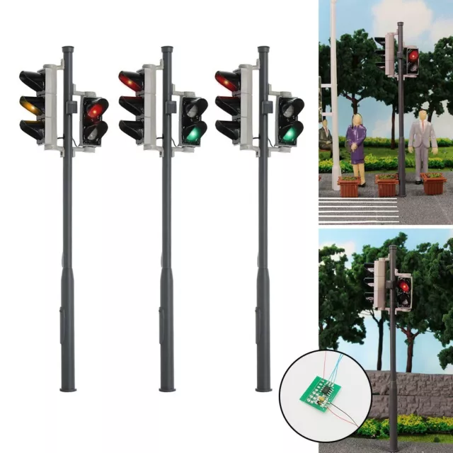 Set of 3 LED Traffic Lights for G gauge Model Rail and Building Layout