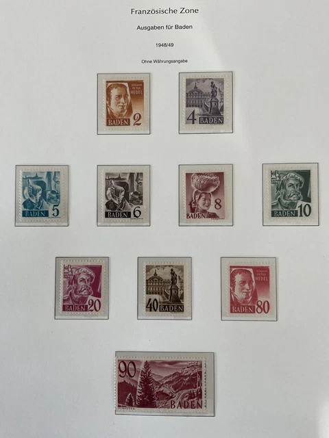 FRANZÖSISCHE ZONE 1947-1949 ** POSTFRISCH KOMPLETTE SAMMLUNG(20680d