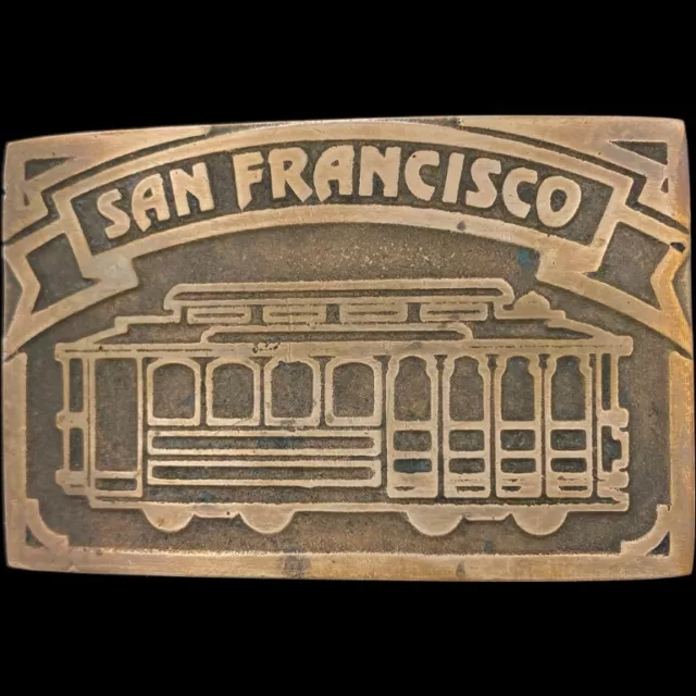 Bronze San Francisco Californie Rue Trolley Câble Voiture Hippie Vtg Belt Boucle