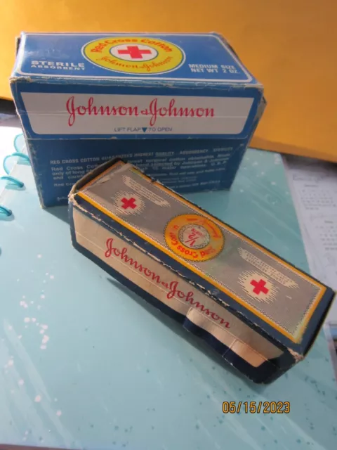 2 JOHNSON & JOHNSON Red Cross Cotton Bandages vINTAGE BOXES unopened cotton