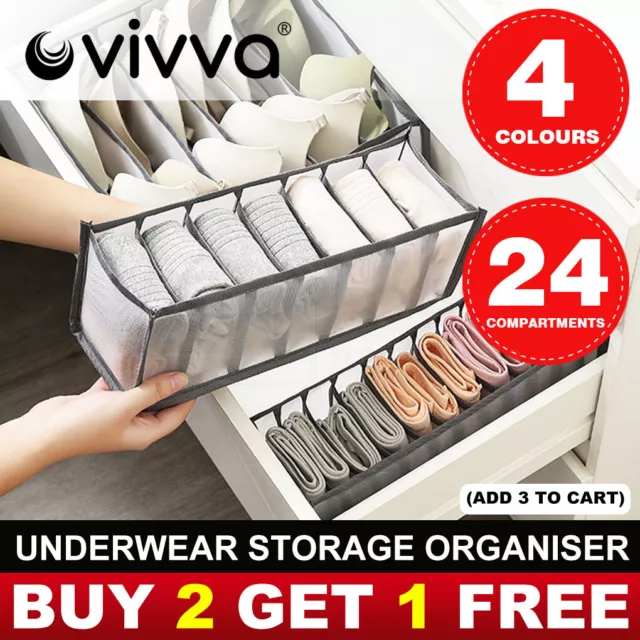 Vivva Foldable Drawer Organizer Divider Bra Sock Underwear Storage Wardrobe Box