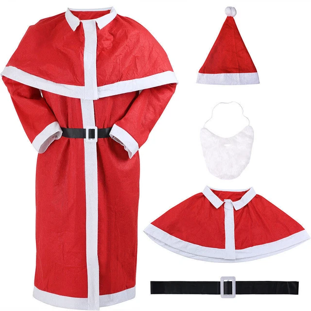 Costume Completo Babbo Natale per Adulti Uomo Travestimento Resistente e Comodo