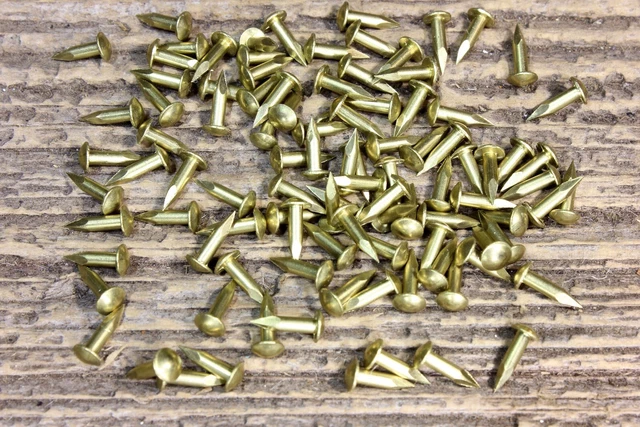 1/4” Solid Brass BRADS Escutcheon pins 25 NAILS large head #15 gauge USA made 3