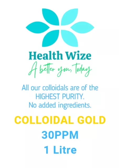 Colloidal Gold 30PPM 1 LITRE 1000ml  99.99% Pure Mineral Supplement Finest Gold 2