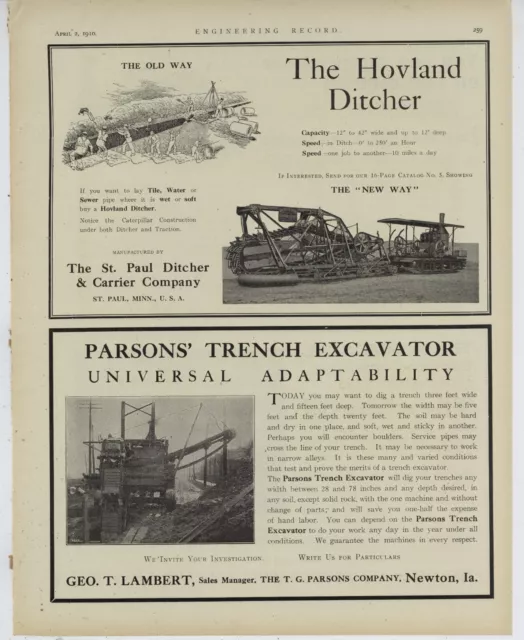 1910 Farquhar Double Cylinder Road Engine Ad: REV is St. Paul Hovland Ditcher