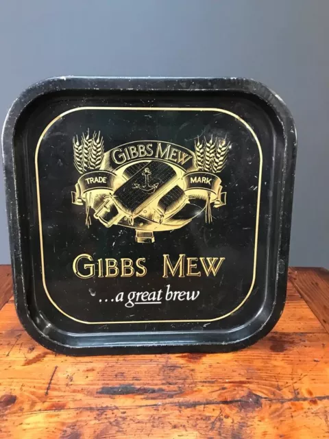 Gibbs Mew beer tray vintage metal pub bar man cave wall art 13.75" 1960s RARE