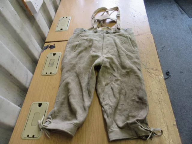 Vintage Austrian Trachten Lederhosen Octoberfest Leather Trousers Shorts Uk 34"