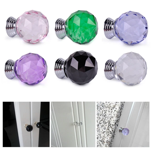 Crystal Round Cupboard Knob with Screw Pull Handle Cabinet Drawer Wardrobe Door