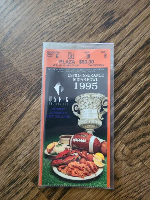 1995 Sugar Bowl Football Ticket Stub Florida State vs Florida