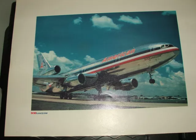 Vintage American Airlines DC10 Luxury Liner 12" X 16" Lithograph Art Picture