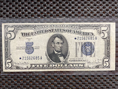 1934D $5 Star Blue Seal Silver Certificate *21562685 Note Fr 1654*