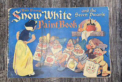 1938 SNOW WHITE & THE SEVEN DWARFS Paint Book Vintage Whitman Walt Disney
