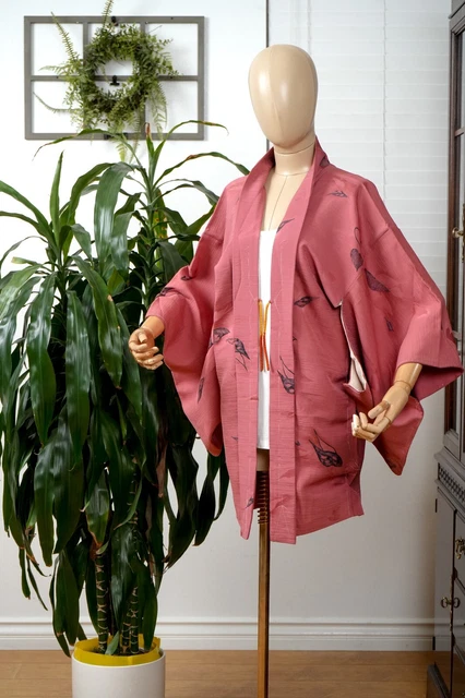 Dear Vanilla Japanese Silk Haori Jacket Women's Kimono Authentic Vintage Mint