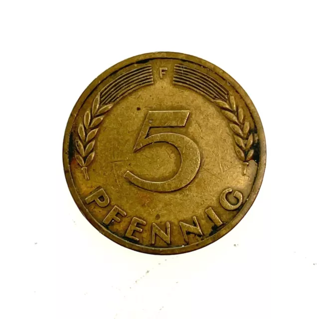 1949F Germany - Federal Republic 5 Pfennig Coin KM # 102 - High Grade.