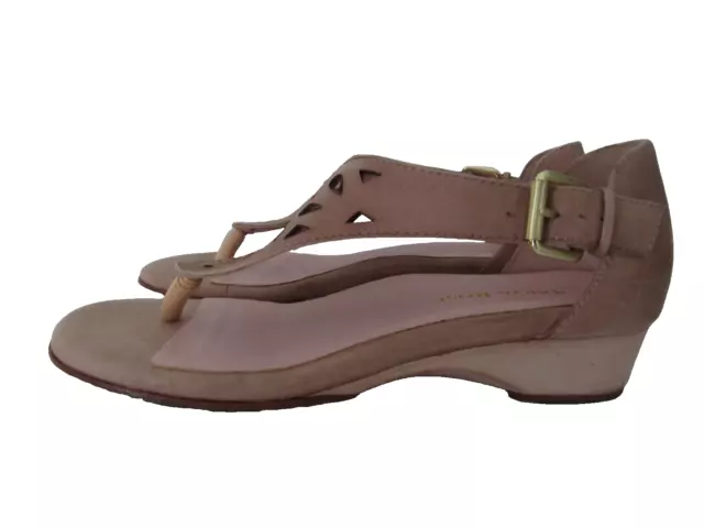 TARYN ROSE Kaiser Beige Burnished Nubuck Low Heel Thong Sandals Women's 6.5 M 3