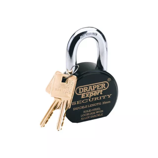 Draper 1x Expert 63mm Heavy Duty Stainless Steel Padlock & 2 Keys Work Tool