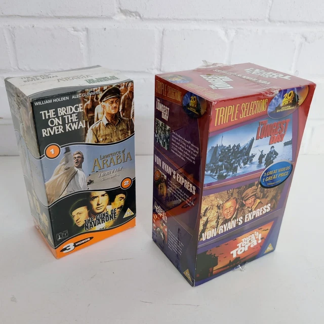 6x VHS Movies Tapes. New & Sealed. Classic Films. Longest Day, Tora, River Kwai