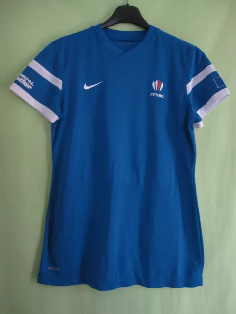 Maillot Badminton Bleu FFBAD Equipe France Nike Porté Faulmann Femme - M