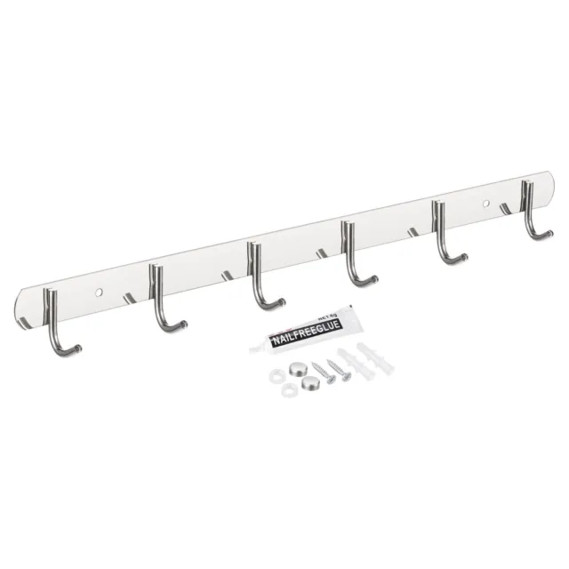 Coat Hook Rack, Stainless Steel Wall Mounted with 6 Hooks Wall Hangers